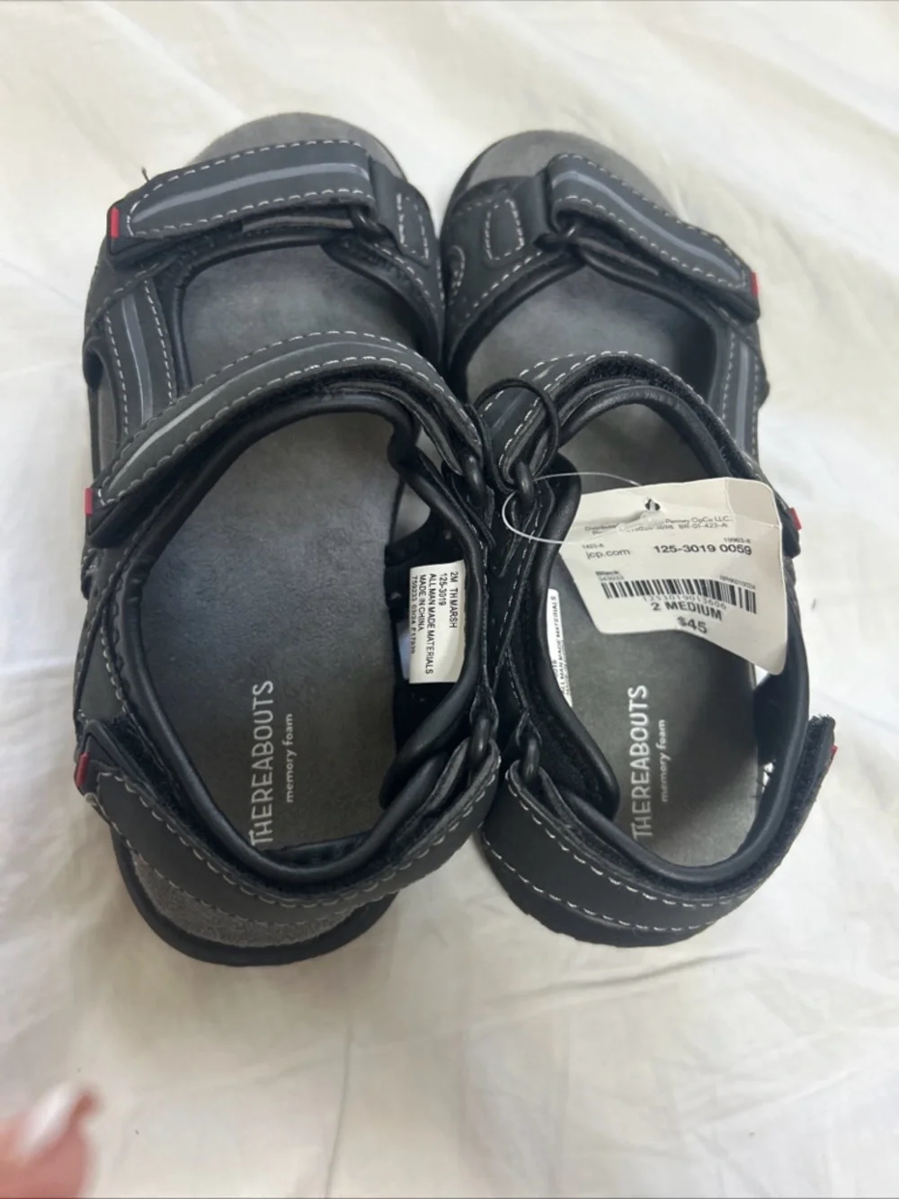 Thereabouts Kids' Black Sport Sandals - Adjustable Comfort Straps